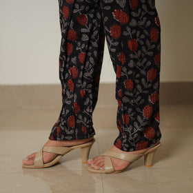 Black - printed cotton bagru co-ord set with lace work 02