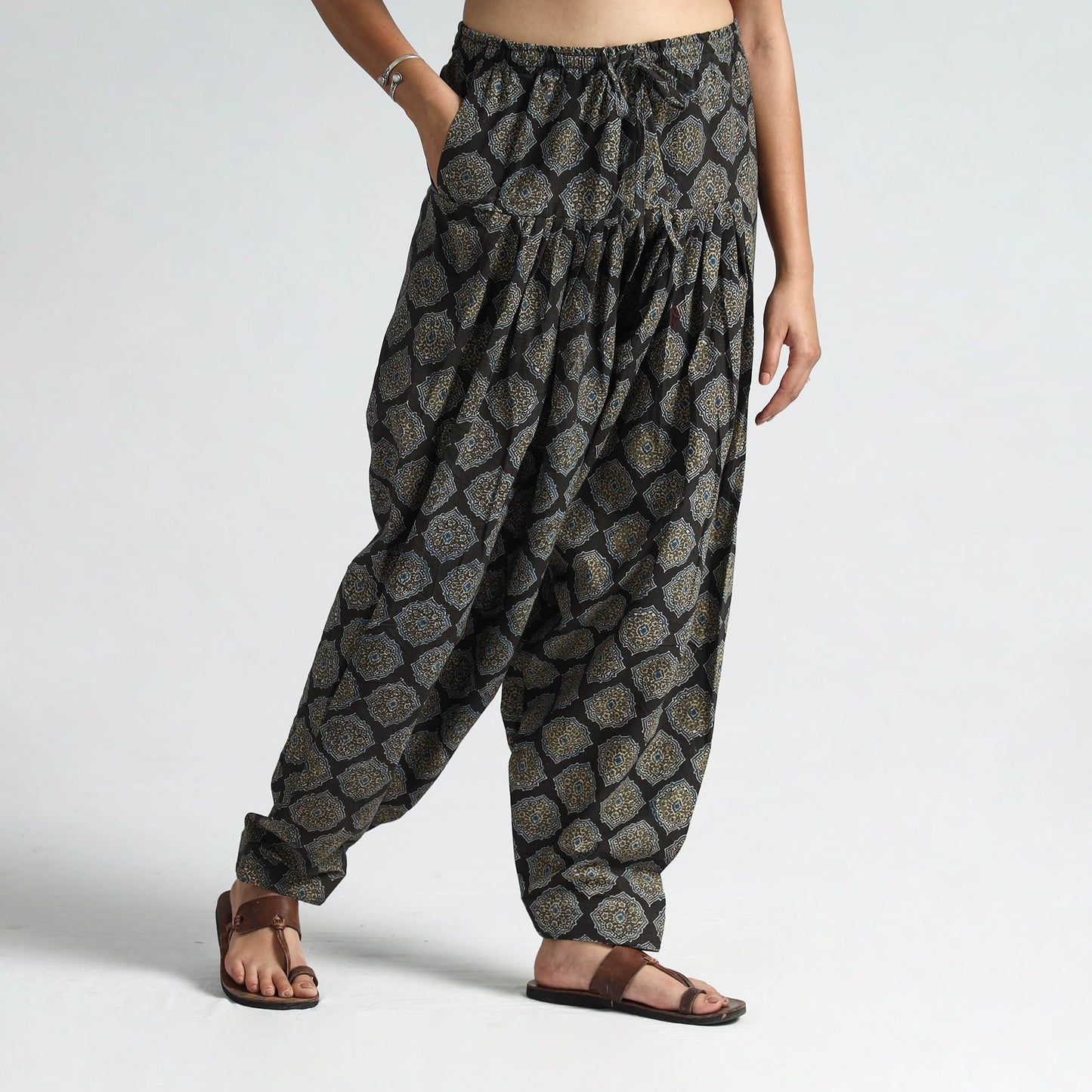 Buy  Ajrakh Block Printed Cotton Elasticated Salwar 07 Online at iTokri.com