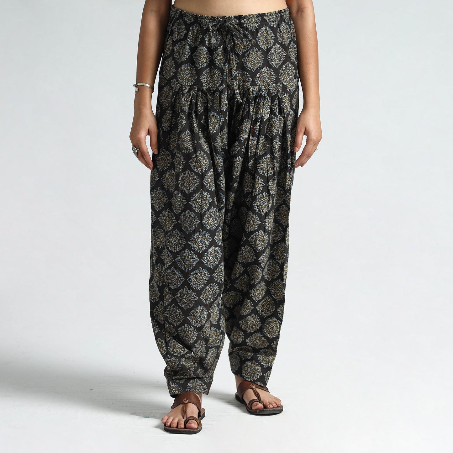 Buy  Ajrakh Block Printed Cotton Elasticated Salwar 07 Online at iTokri.com