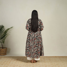 Buy Black Printed Cotton Flared Kalamkari Kurta for Women