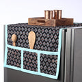 Black Ajrakh Block Printed Cotton Fridge Top Cover with Pockets