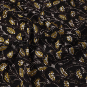 Black Block Printed Cotton Jahota Fabric