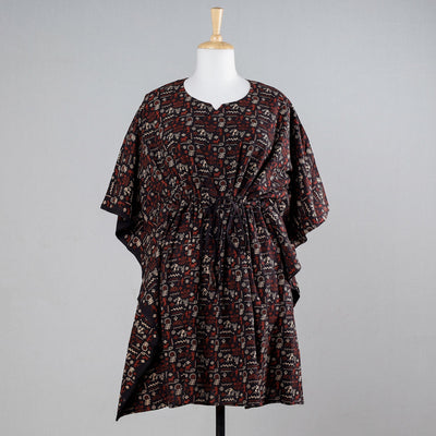  Ajrakh Block Printed Cotton Kaftan with Tie-Up Waist 