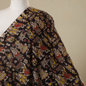 Black - printed cotton kalamkari fabric 01 - handcrafted