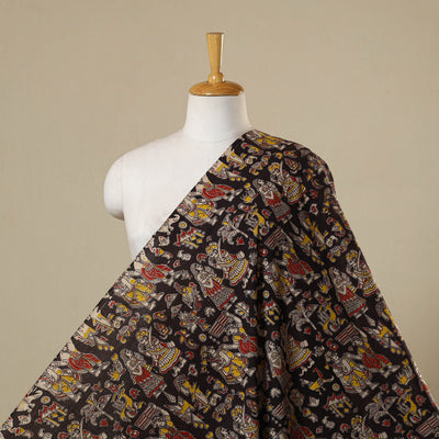 Black - printed cotton kalamkari fabric 01 - handcrafted