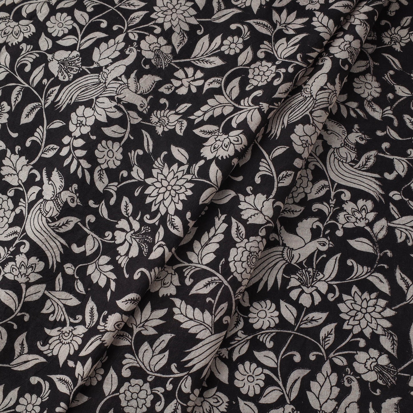 Printed cotton kalamkari fabric 02 - handcrafted
