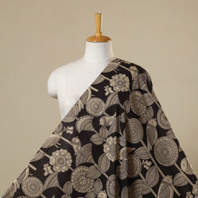 Black - printed cotton kalamkari fabric 02 - handcrafted