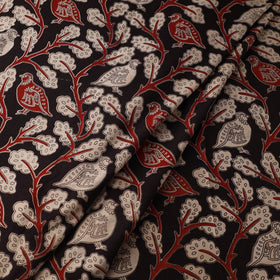 Black Printed Cotton Kalamkari Fabric