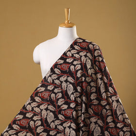 Black Printed Cotton Kalamkari Fabric