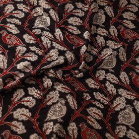 Black Printed Cotton Kalamkari Fabric