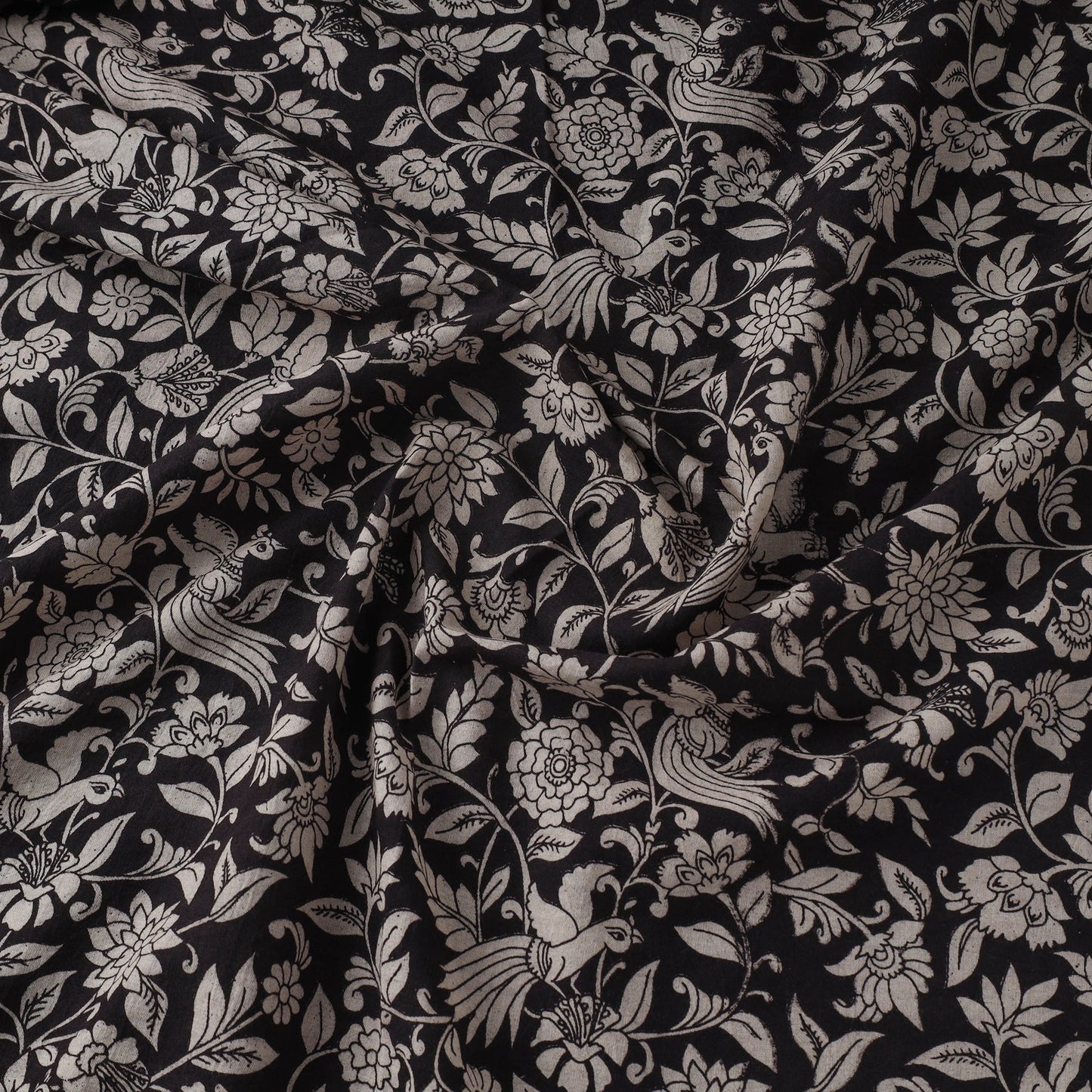 Printed cotton kalamkari fabric 02 - handcrafted