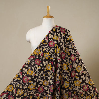 Black - printed cotton kalamkari fabric 04 - handcrafted