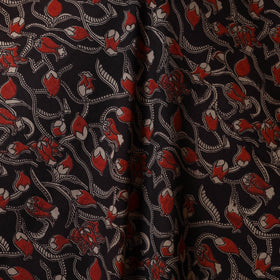 Black - printed cotton kalamkari fabric 09 - handcrafted