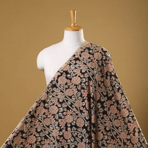Black Printed Cotton Kalamkari Fabric