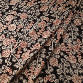 Black Printed Cotton Kalamkari Fabric