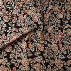 Black Printed Cotton Kalamkari Fabric