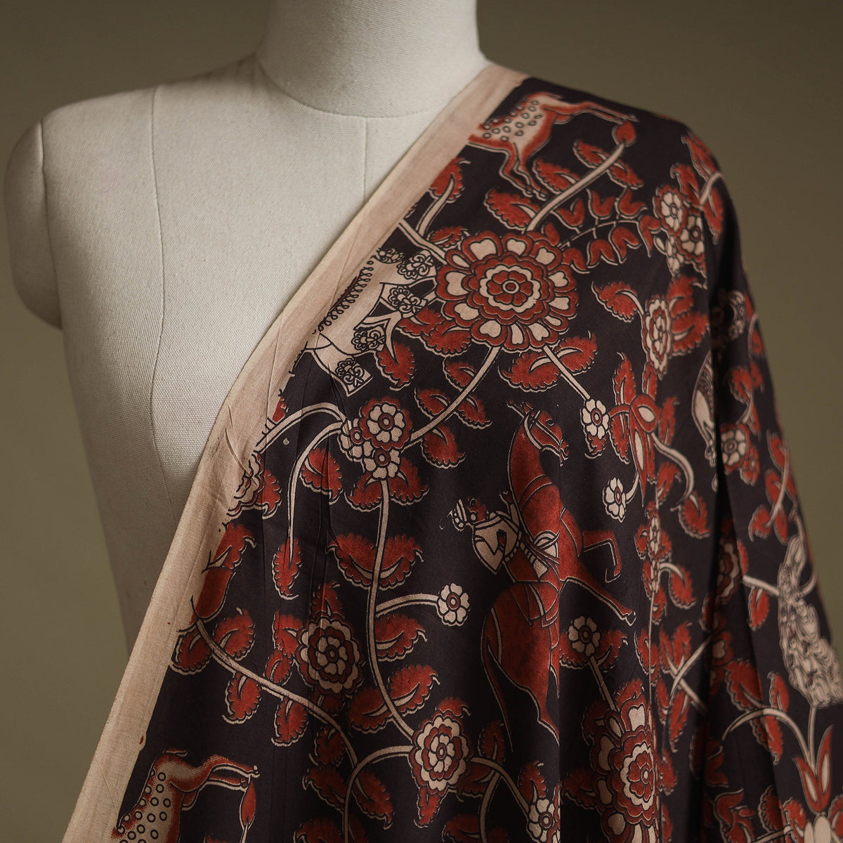 Printed cotton kalamkari fabric 10 - handcrafted