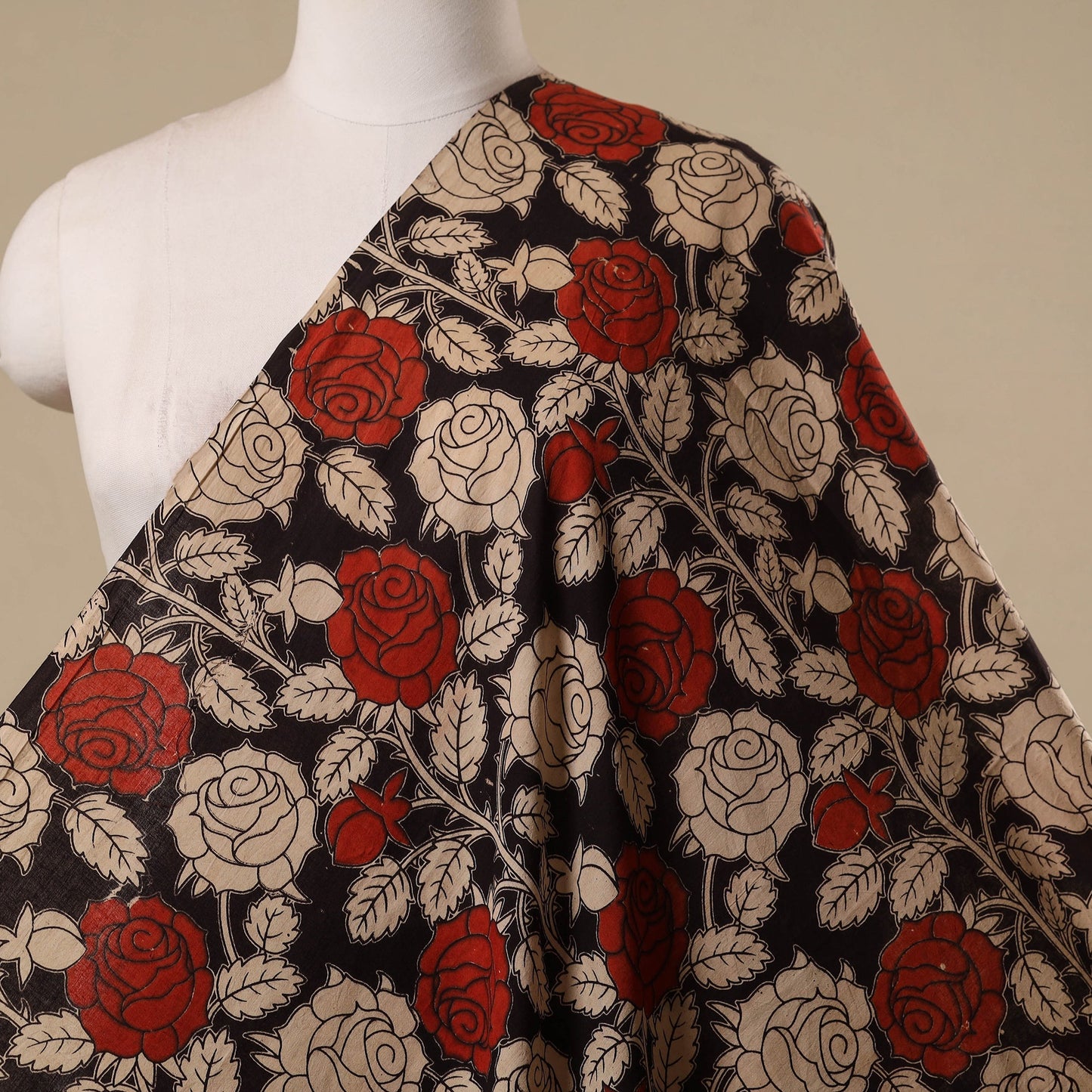 Printed cotton kalamkari fabric 13 - handcrafted