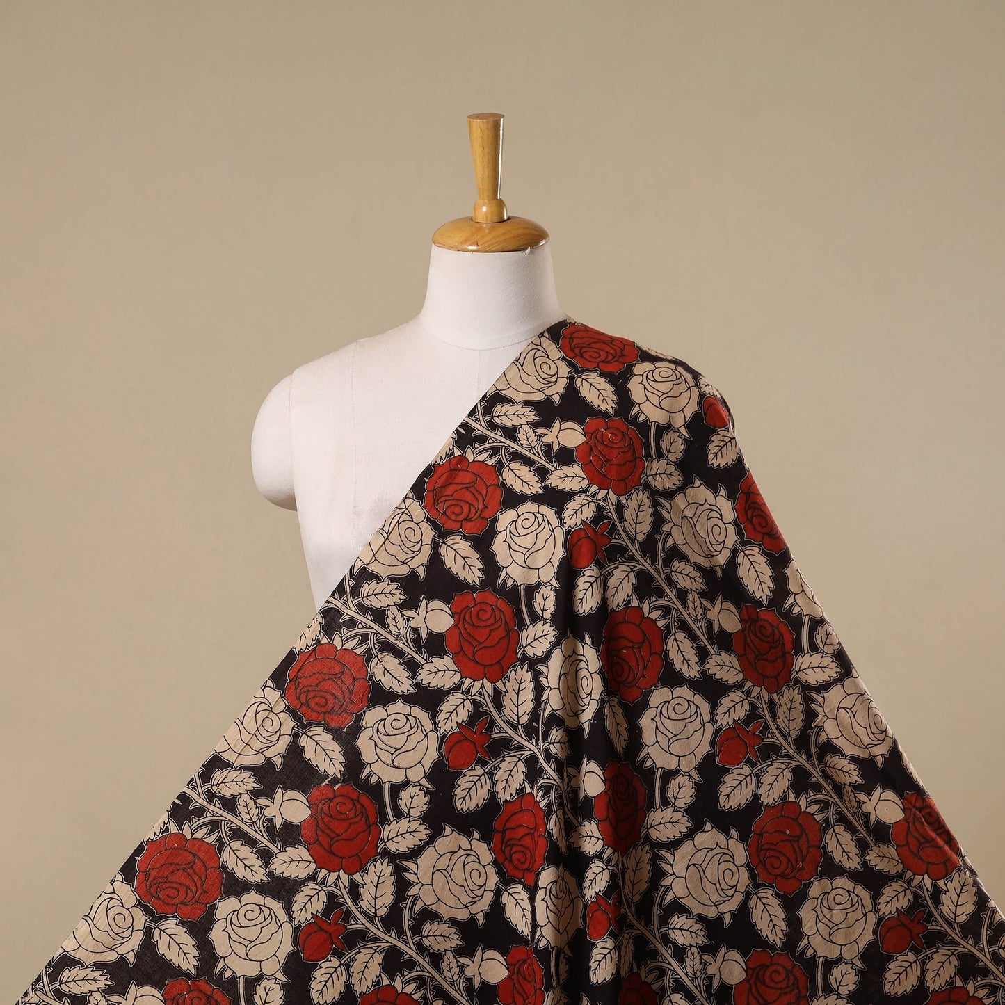 Printed cotton kalamkari fabric 13 - handcrafted