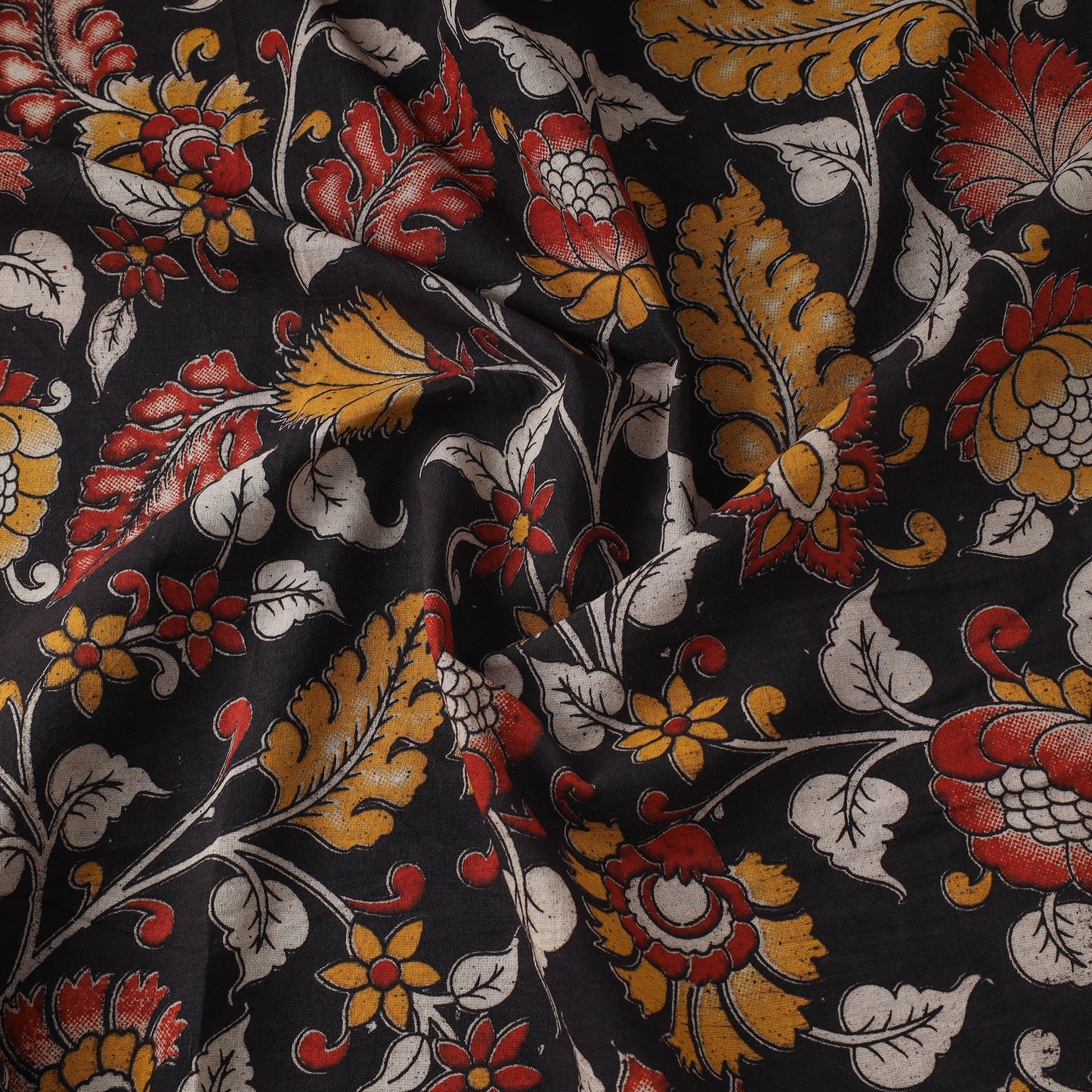 Printed cotton kalamkari fabric 15 - handcrafted