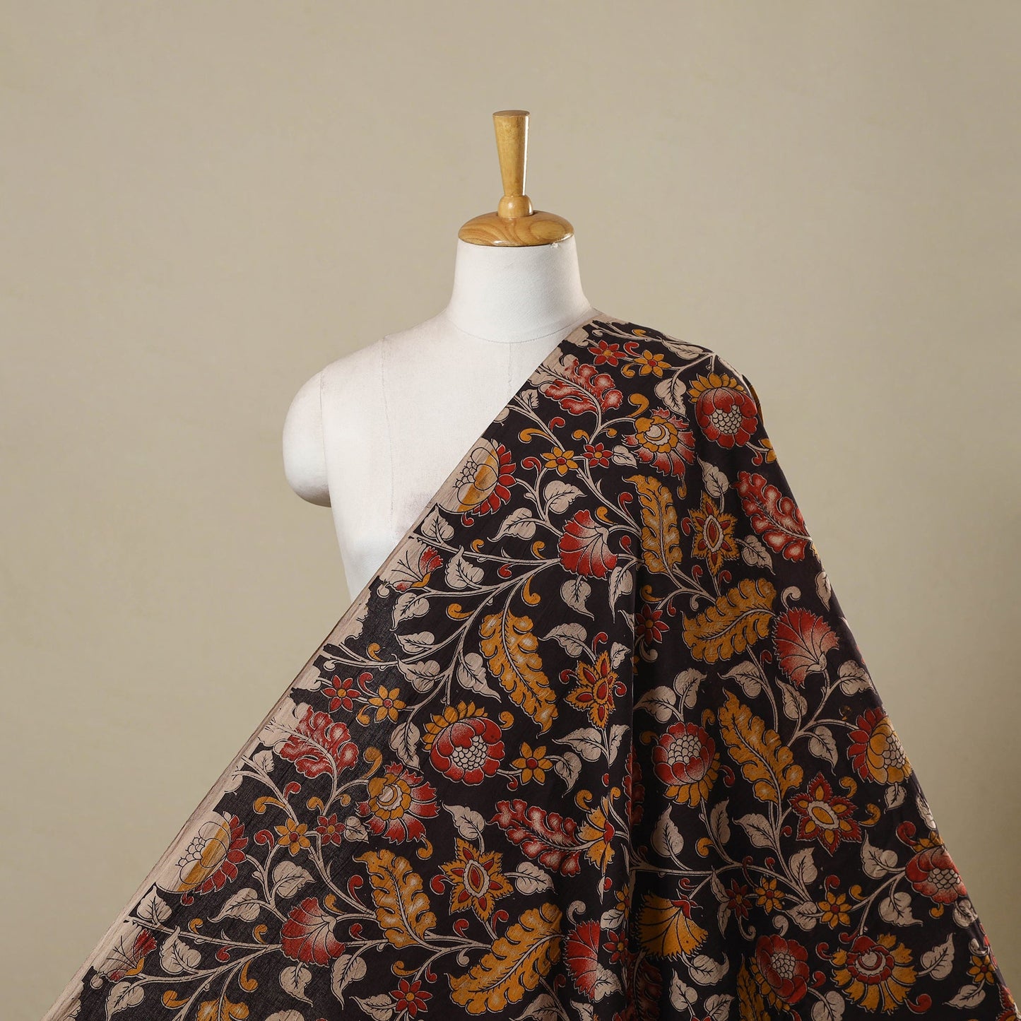 Printed cotton kalamkari fabric 15 - handcrafted
