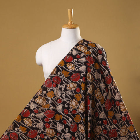 Black - printed cotton kalamkari fabric 17 - handcrafted
