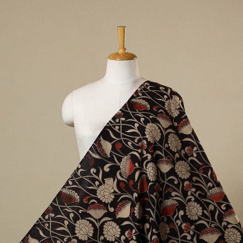Black - printed cotton kalamkari fabric 23 - handcrafted