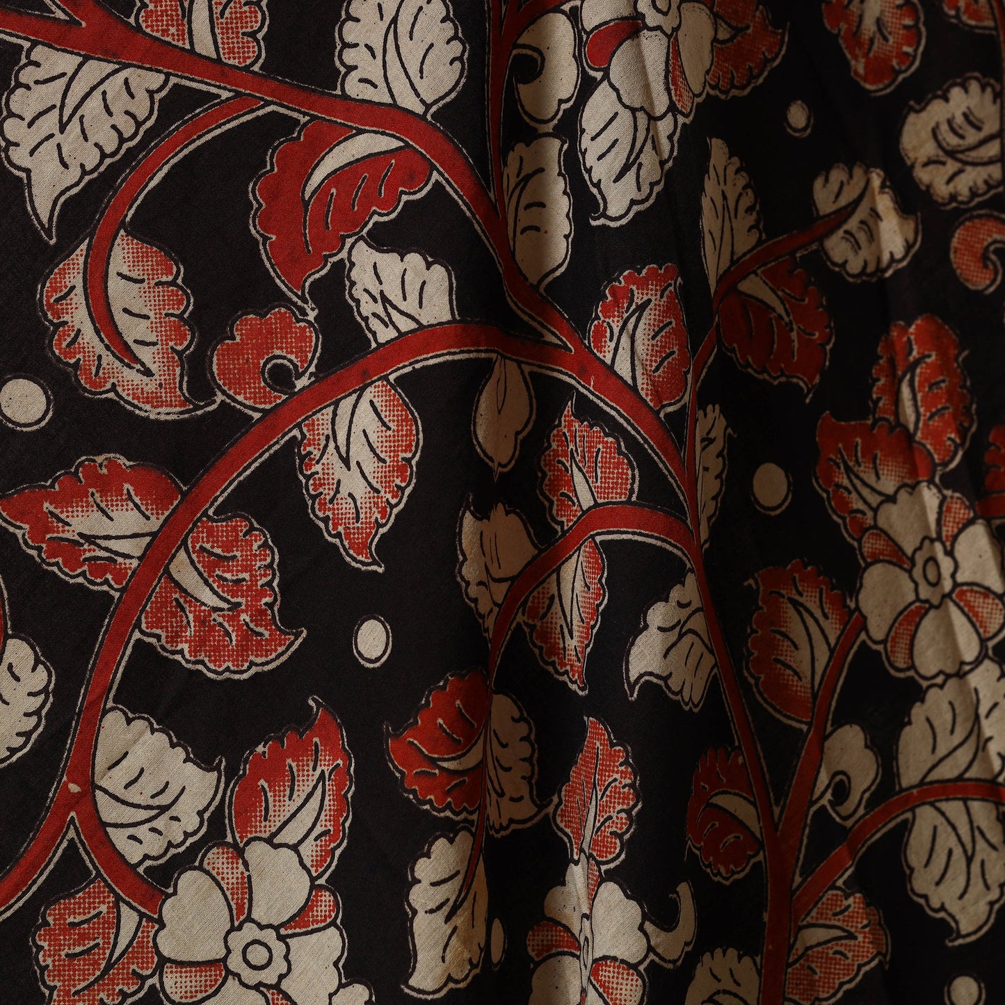 Black - printed cotton kalamkari fabric 26 - handcrafted
