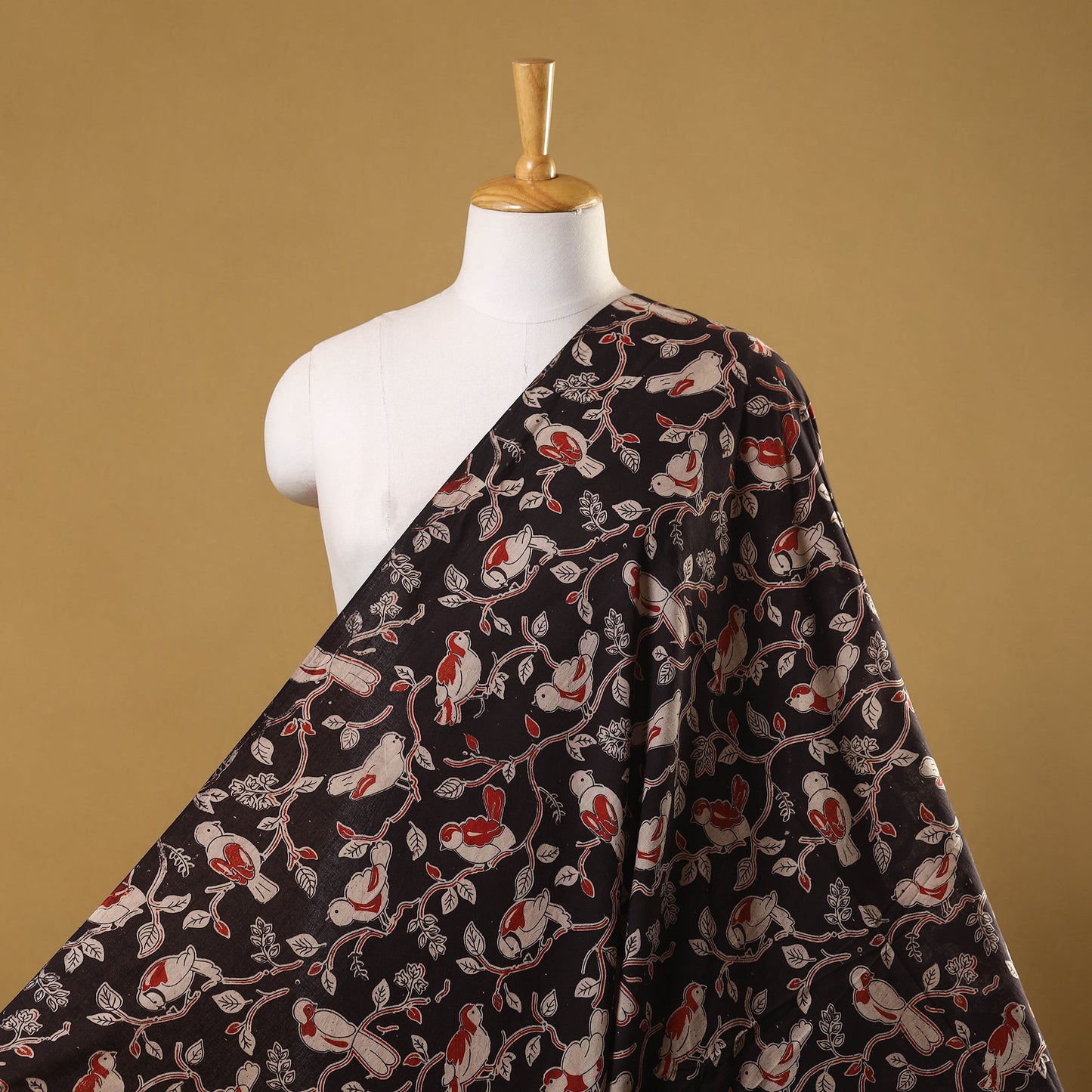 Black - printed cotton kalamkari fabric 28 - handcrafted