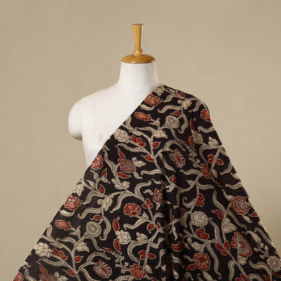 Black - printed cotton kalamkari fabric 30 - handcrafted