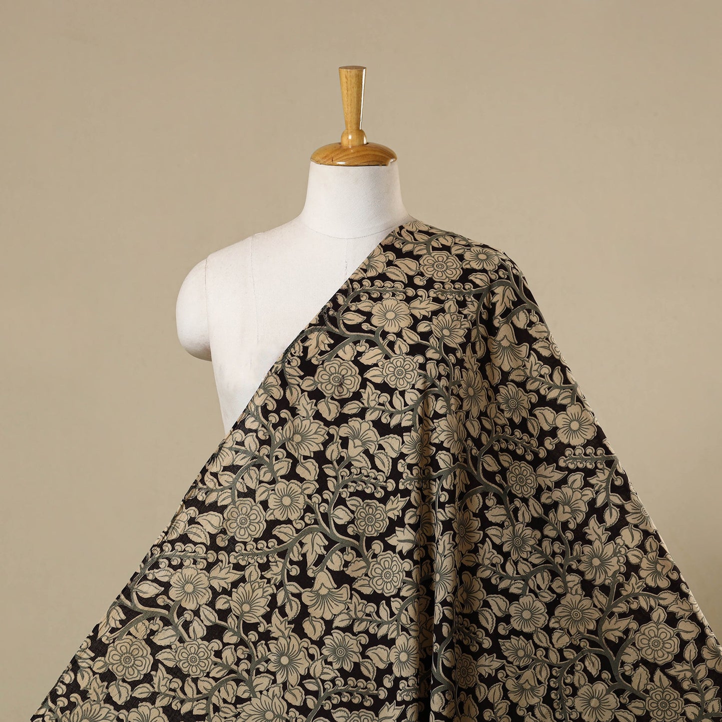 Black - printed cotton kalamkari fabric 33 - handcrafted