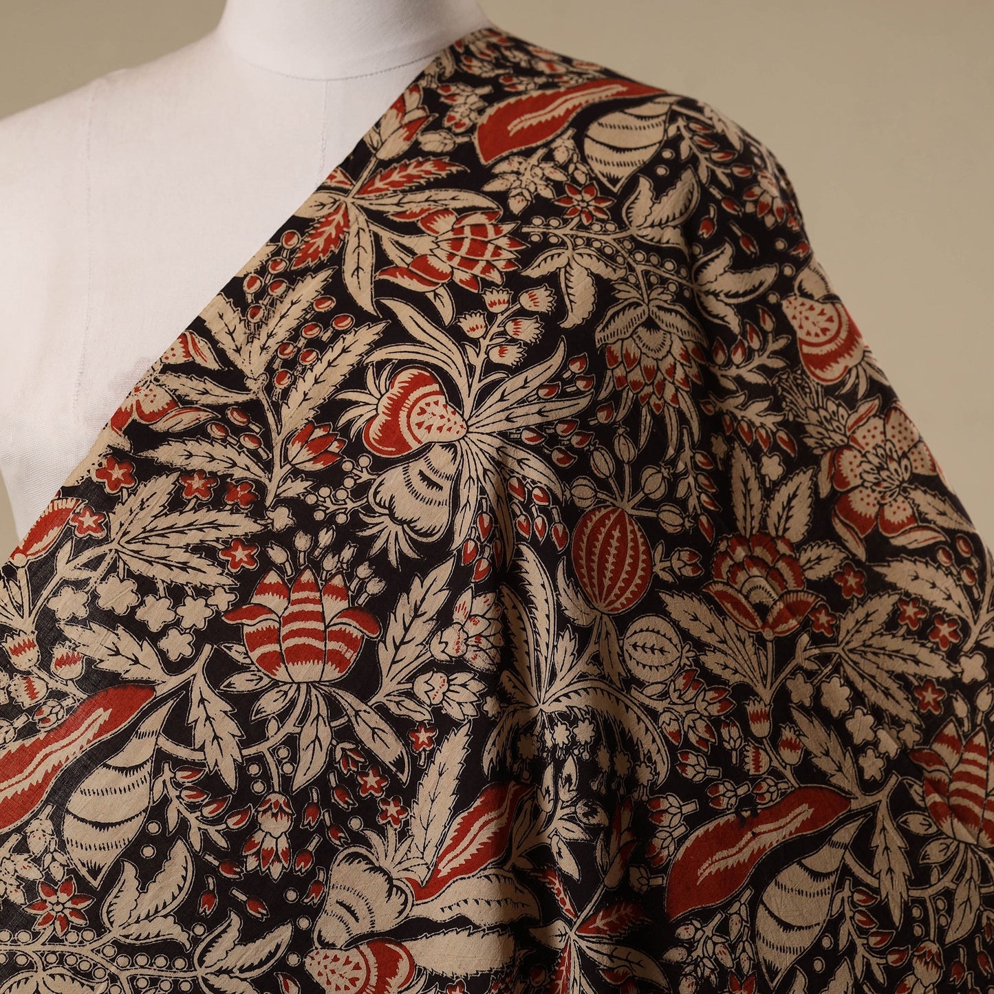 Printed cotton kalamkari fabric 33 - handcrafted