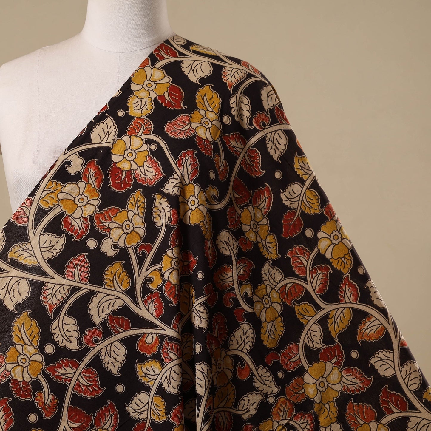 Printed cotton kalamkari fabric 36 - handcrafted