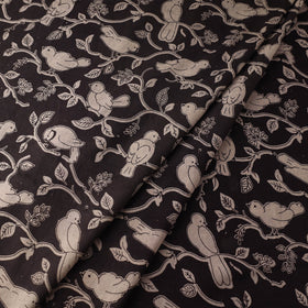 Black Printed Cotton Kalamkari Fabric