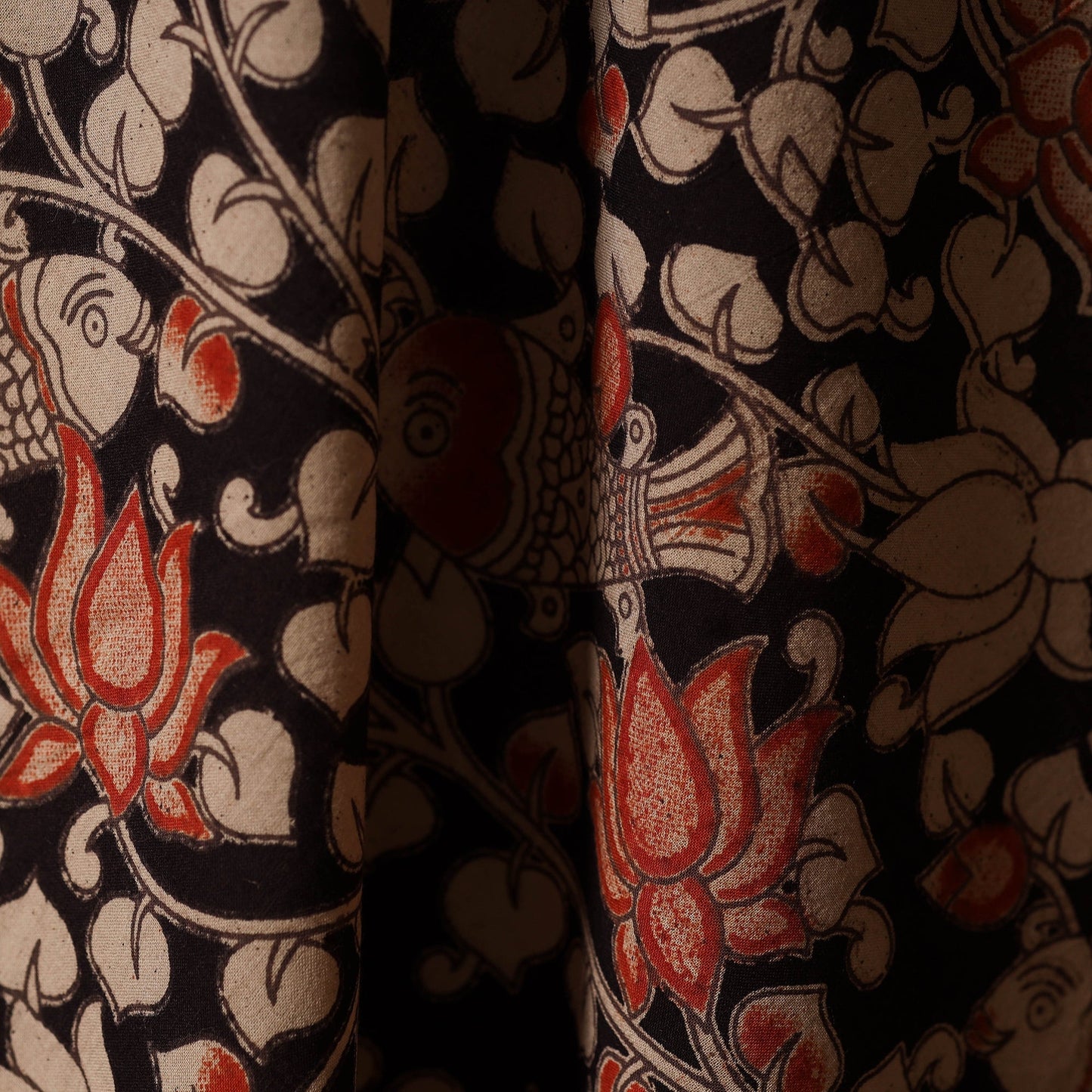 Printed cotton kalamkari fabric 40 - handcrafted