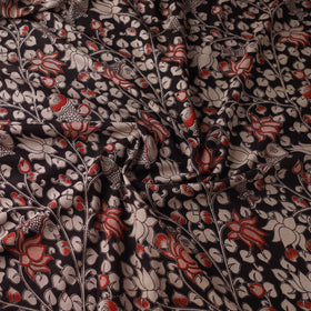 Black Printed Cotton Kalamkari Fabric