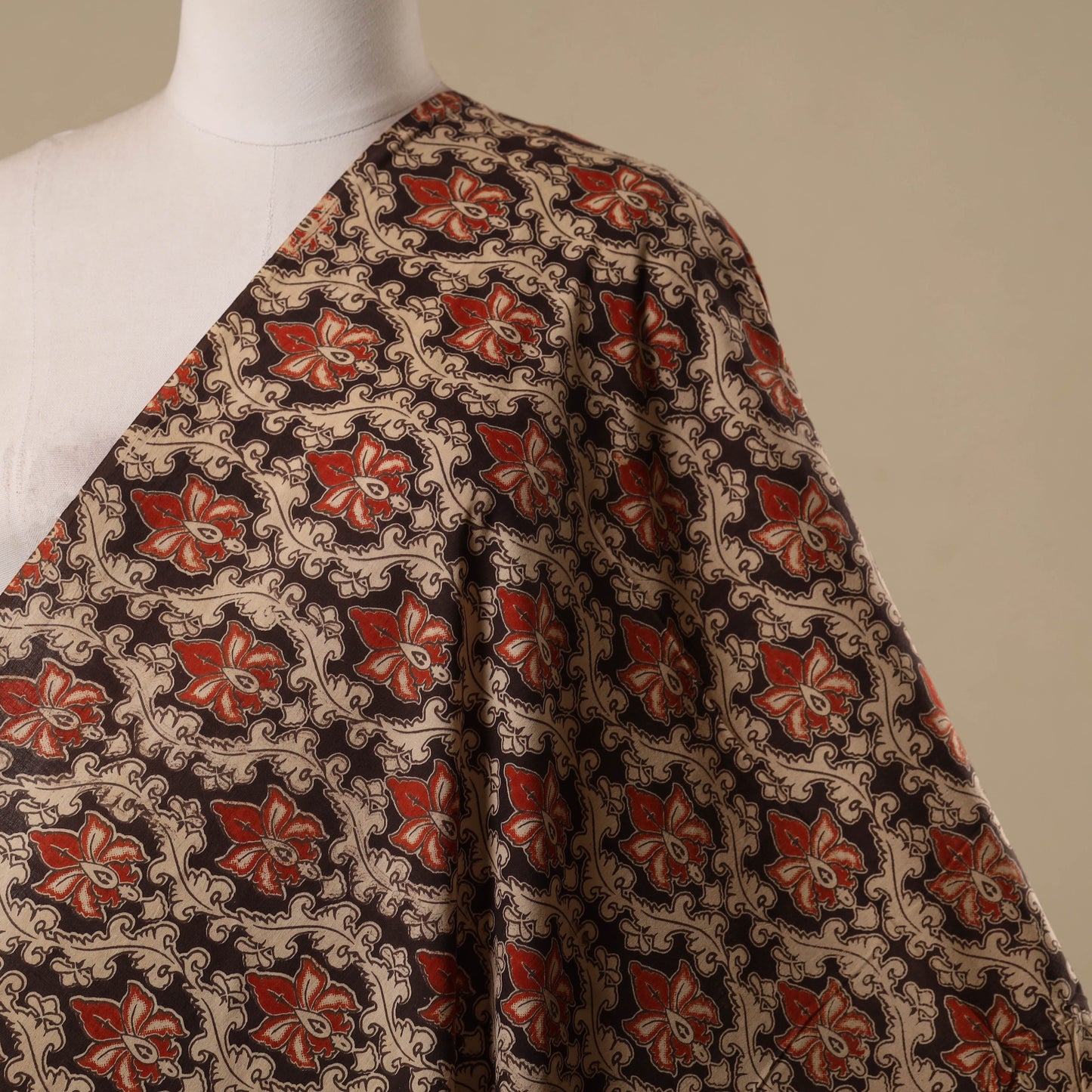 Printed cotton kalamkari fabric 42 - handcrafted