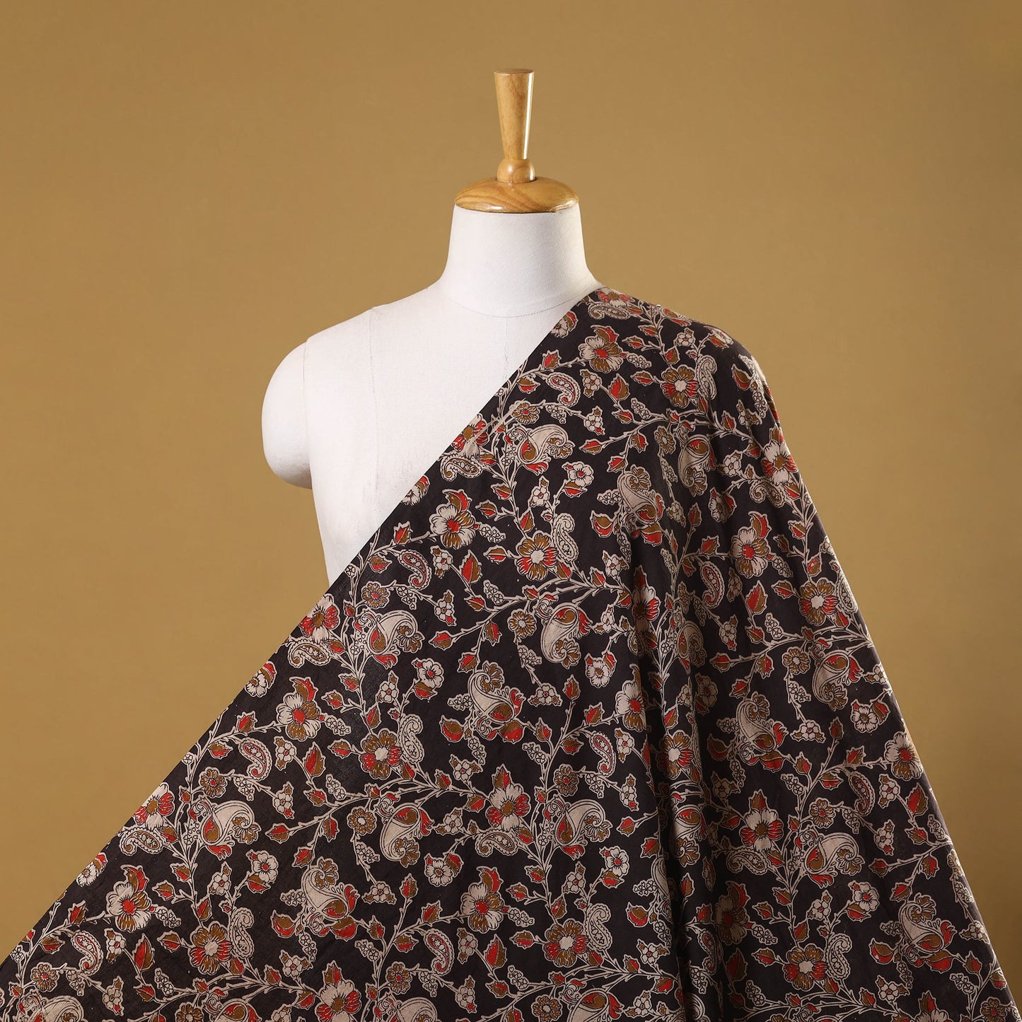 Black - printed cotton kalamkari fabric 46 - handcrafted