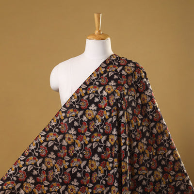 Black Printed Cotton Kalamkari Fabric