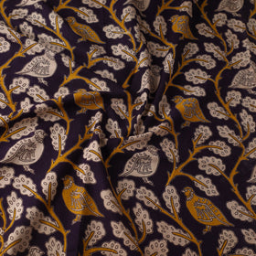 Black - printed cotton kalamkari fabric 60 - handcrafted
