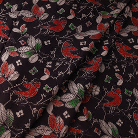 Black Printed Cotton Kalamkari Fabric