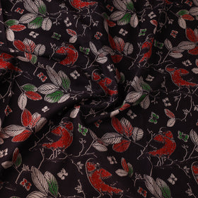 Black Printed Cotton Kalamkari Fabric
