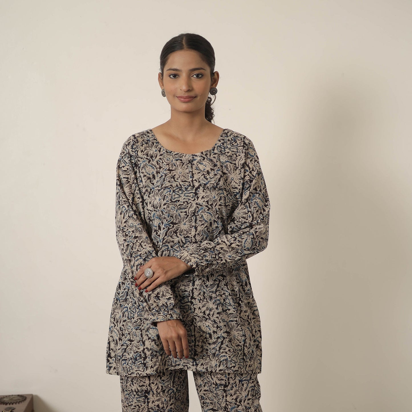 Buy Black Block Printed Cotton Kalamkari Co-ord Set
