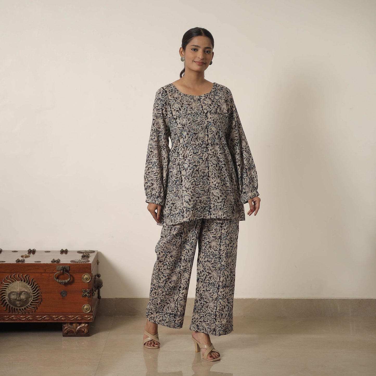Buy Black Block Printed Cotton Kalamkari Co-ord Set
