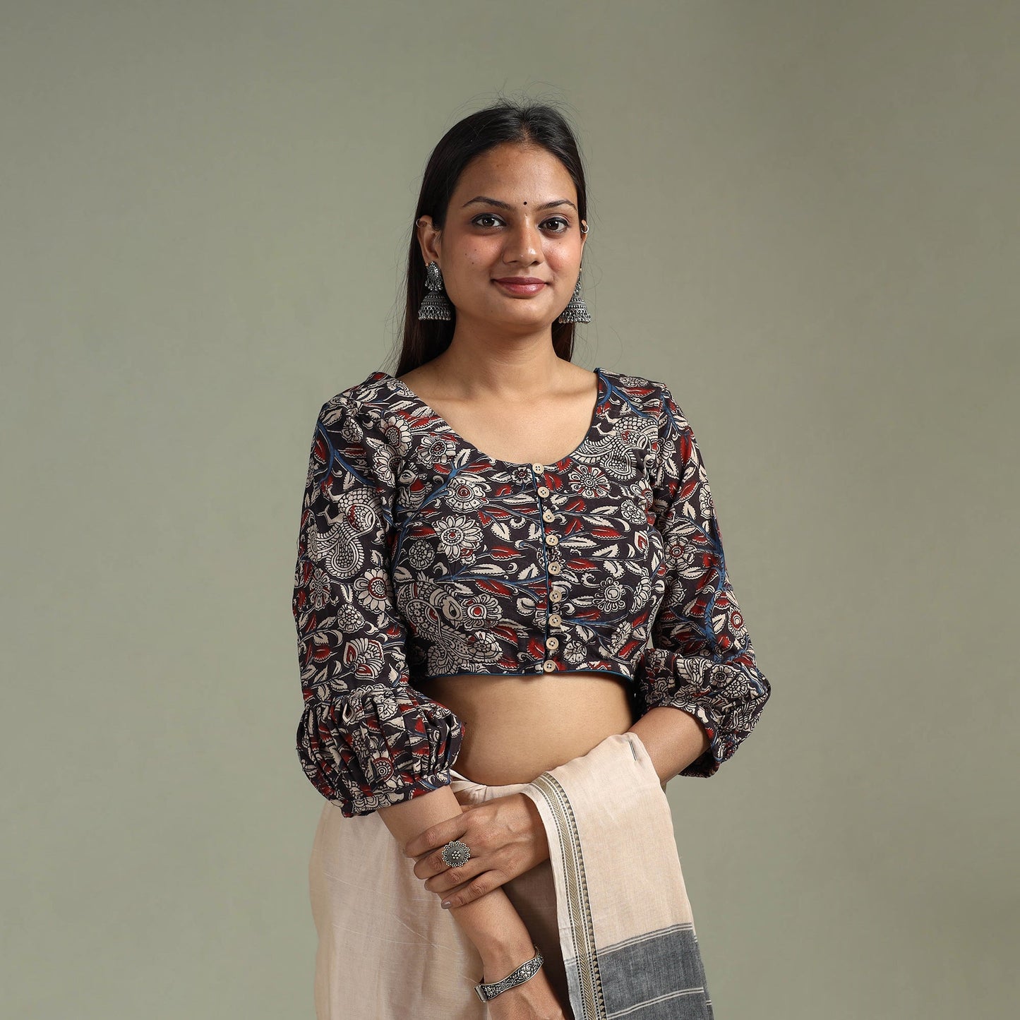 Printed cotton kalamkari readymade blouse 06 - handcrafted
