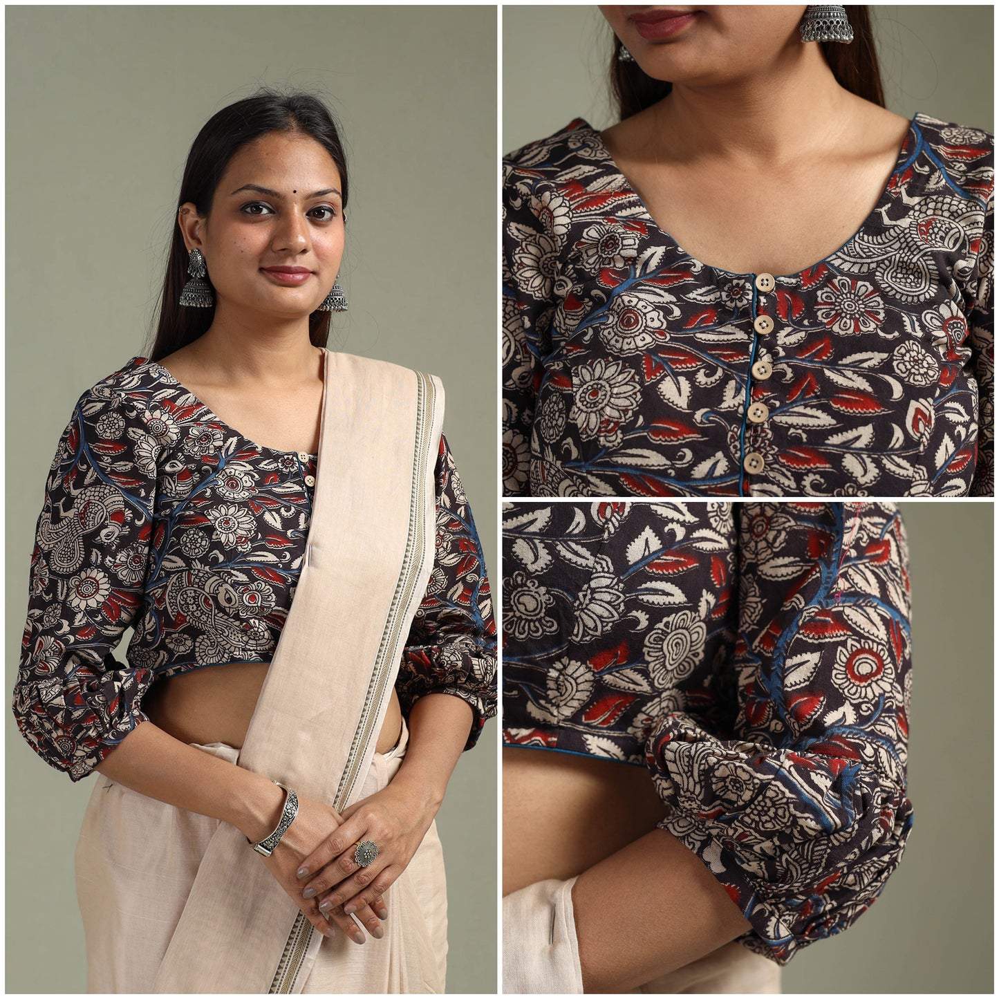 Printed cotton kalamkari readymade blouse 06 - handcrafted
