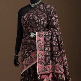 Black - printed cotton kalamkari saree 03 - handcrafted