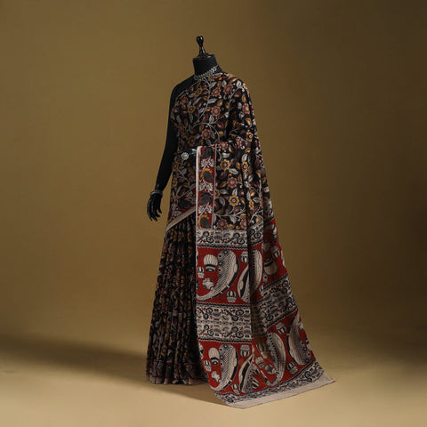 Printed cotton kalamkari saree 03 - handcrafted