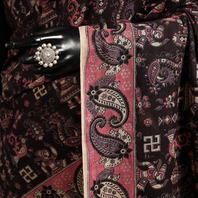 Black - printed cotton kalamkari saree 03 - handcrafted