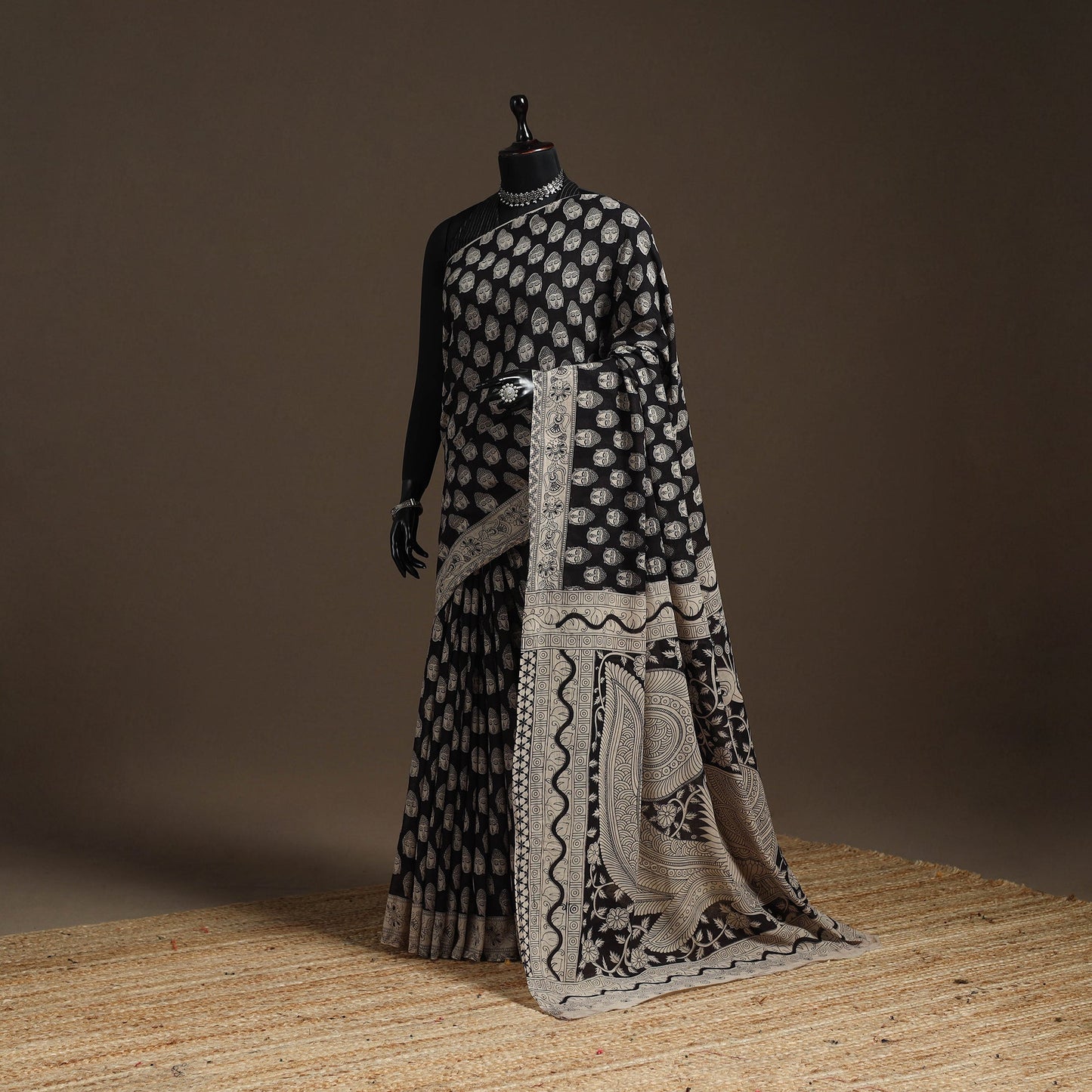 Printed cotton kalamkari saree 05 - handcrafted